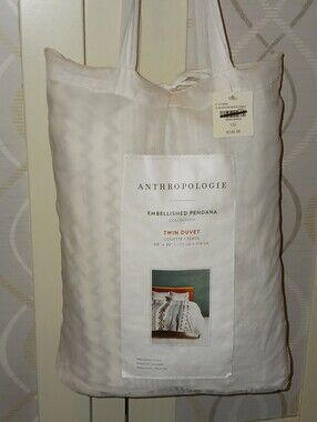 Anthropologie Pendana Embellished Duvet Cover Boho Cotton